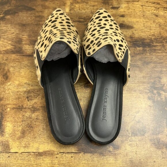 Jenni Kayne Cheetah Print Mules Size 39 Pony Hair Slip On Pointed Toe Flats - Picture 6 of 16